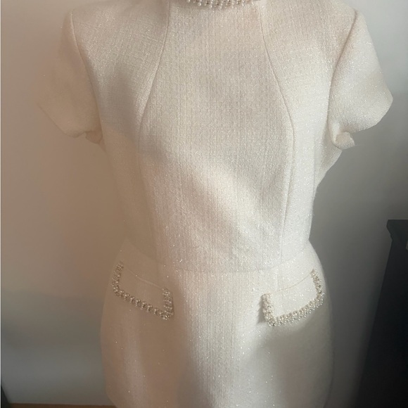 NADINE MERABI Elegant Cream Mini Dress - Picture 3 of 12